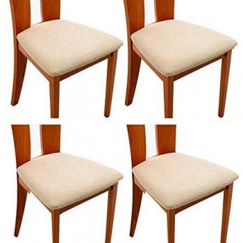 Housse de chaise TIANSHU blanc ivoire 4 pièces