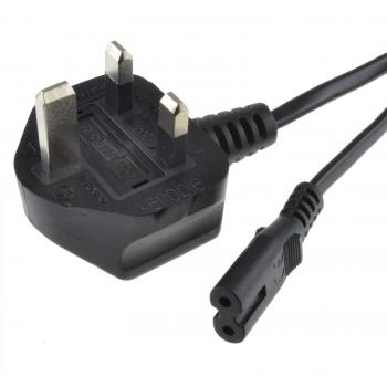 UK Plug to C7 Figure 8 Power Cable for LED or Smart TV Black 10m