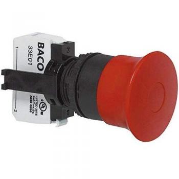 BACO L22DD01A Interruttore di arresto di emergenza, Anello frontale in plastica, nero, IP69K, 1 pz