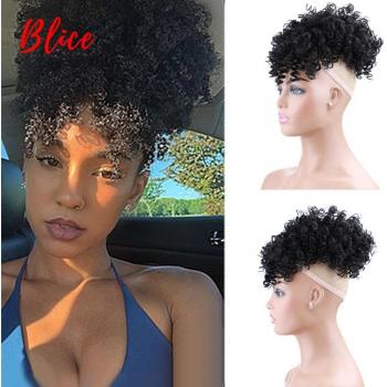 Blice Afro‑Locken‑Haarverlängerung, kurzer Pferdeschwanz, synthetisch, Kordelzug, 140 g – Ponyclip