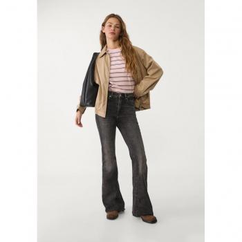 Jeans Nero Campana Slit D74 Stradivarius Effetto Slavato