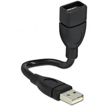 Cavo Extension USB2.0 Maschio a Maschio 15cm Nero con Connettore Dorato
