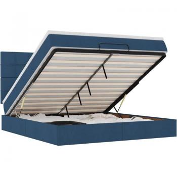 Blue Velvet Ottoman Bed by VidaXL, 180x200 cm, Includes Mattress & LED Lighting