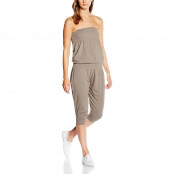 Urban Classics Women's Shoulderfree Capri Jumpsuit, Grey (Stone 372), XL