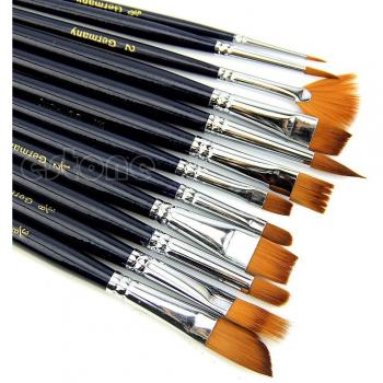 Trousse 12 pinceaux à poils artificiels pour artistes polytechniques