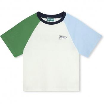 Garçon 10A : T‑shirt Kenzo Kids multicolore en coton blanc