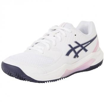 ASICS Gel-Dedicate 8 Scarpe da Tennis Donna Clay, Bianco e Blu Scuro