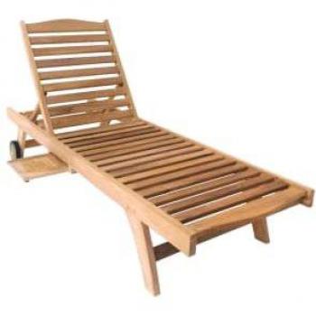 Solid Teak Garden Reclining Lounger
