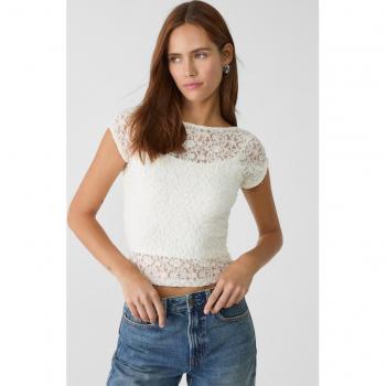 Stradivarius Lace Open-Back Blouse