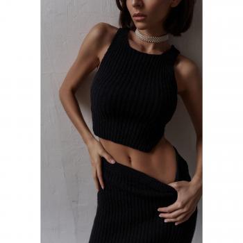 1969 Bohemai Cris Black Crop‑Skirt Knitwear Combo – Standard Black Edition