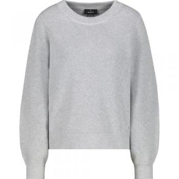 Monari Damen Wollpullover mit Perlfangmuster in Hellgrau