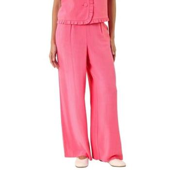 Roman Linen Wide Leg Pant for Women – Pink, 14 US