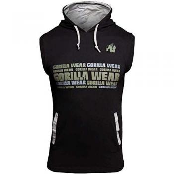 Hombre Melbourn GORILLA WEAR Sudadera sin mangas, capucha, negro, talla S