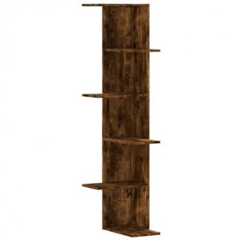 Wall-Mounted Corner Shelf in Smoked Oak by vidaXL (36.5x36.5x140 cm, Engineered Wood)