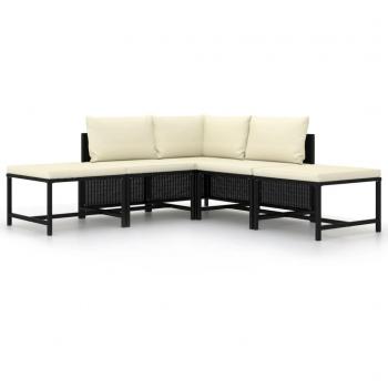 Salon de jardin 5 pcs Noir Résine tressée