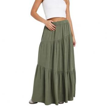 Asymmetrical Tiered Maxi Skirt for Women, Petite Size