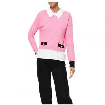 Pull Femme KEBELLO Rose Longues Manteaux Col Polo Cachemire