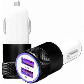 Chargeur Voiture Allume-Cigare USB 2 Ports 12-24V Noir