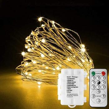 KooPower LED Silberdraht-Lichterkette (2 Stück) – 100 LEDs, Wasserdicht IP65, mit Remote & Zeitgeber