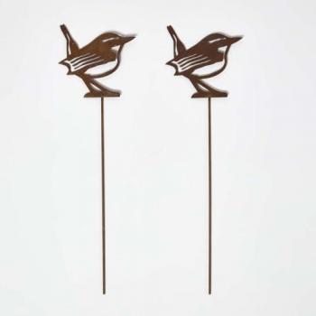 Homescapes Dual Brown Wren Garden Stakes – 100% Mild Steel