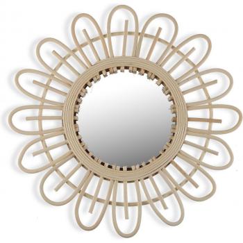 Versa Espejo de Ratán y Bambú, Tamaño 2 x 50 x 50 cm