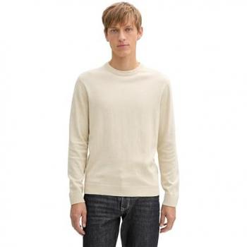 Tom Tailor Herren Pullover Rundhalsausschnitt 100% Baumwolle Beige XL