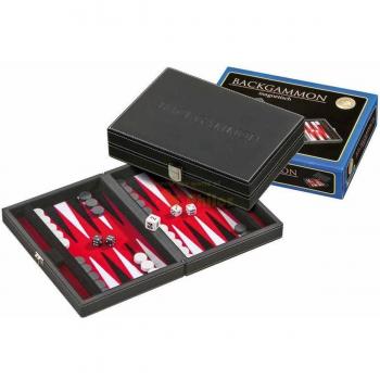 Backgammon magnétique en cuir synthétique Tinos rouge 23x16 cm