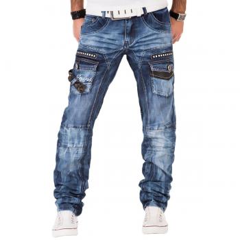 Kosmo Lupo Herren Jeans – Denim Hose in Blau, Used Style, Japanischer Klassiker (W32/L32)