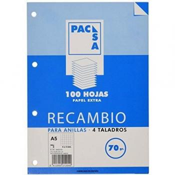 Hervulblad A5 PACSA 21201/21204 – 100 pagina’s – 70 g – 4 ringen