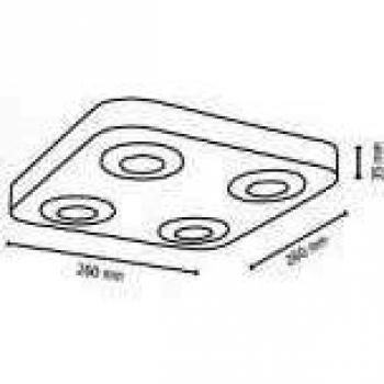 Handgefertigte Deckenleuchte COOL, 4 Spots, quadratisches Design aus Beton