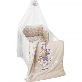 Alvi Bettset 4-tlg. Tiere beige 100x135 cm