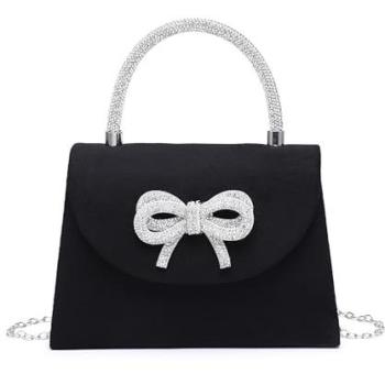 Midnight Luxe Suede Clutch, Diamond-Trimmed Top Handle