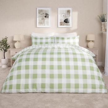 Dreamscene Check Print Duvet Cover Set, Sage