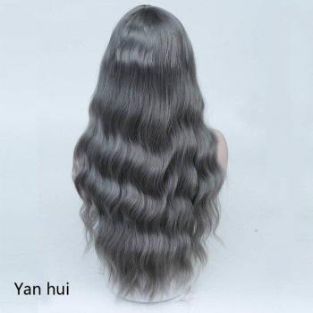 DIFEI Black Blue Curly Wig