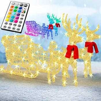 Lumières de Noël 240 LED Rennes Traîneau Coloré