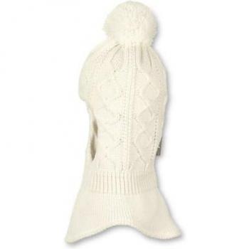 Cappello-sciarpa a maglia con pon pon ecrù Sterntaler
