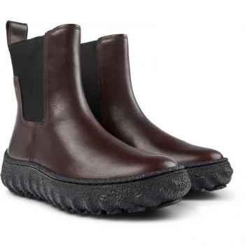 Botines Camper Ground K400654-005 para mujer en piel lisa burdeos, talla 35
