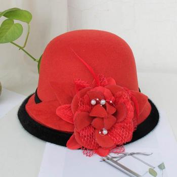 Formal Black Brim Wool Felt Hat for Women