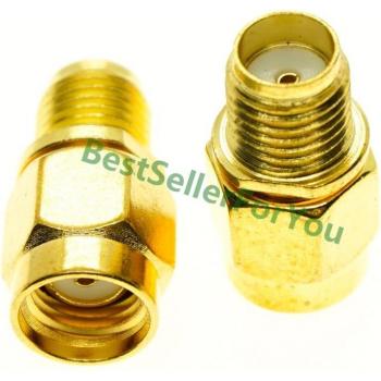 Gold Plated SMA Female to RP SMA Male Coaxial Adapter