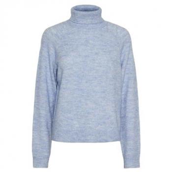 Pull à col roulé femme bleu hortensia – M