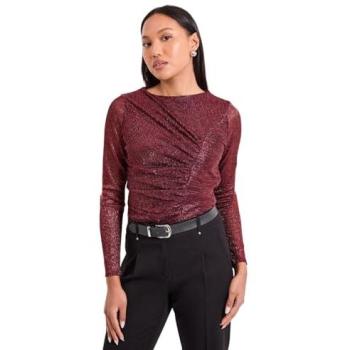 Dark Red Ruched Top with Curved Seam – Size 20 (Women's)