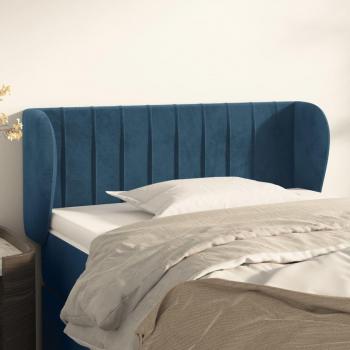 Kopfteil Dunkelblau mit Ohren 83x23x78/88 cm Samt