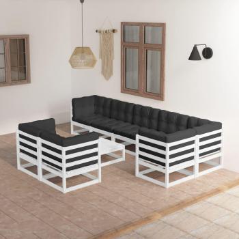 Conjunto de Móveis de Jardim 9 Peças com Almofadas vidaXL
