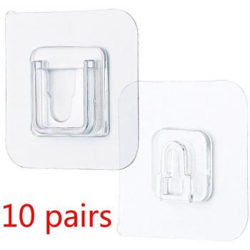 10 Pairs Removable Adhesive Hooks for Bathroom and Kitchen