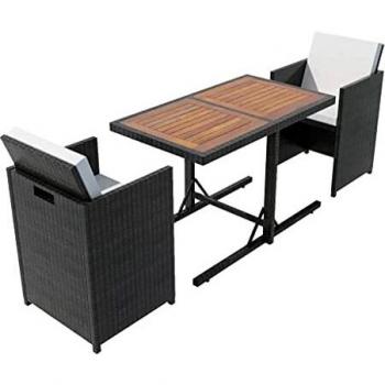 VidaXL 3-tlg. Bistro-Set mit Kissen Poly Rattan Schwarz