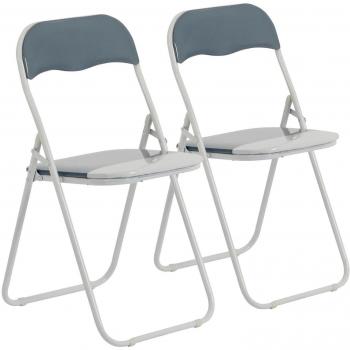 Set of 2 Grey Coloured Folding Chairs