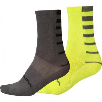 Calcetines Endura Stripe Coolmax amarillo claro gris (2 unidades)