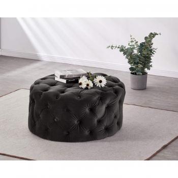 PN HOME Melia Lux Samtpuff – Runde Chesterfield‑Stuhlkonstruktion, Knopffarbe Anthrazit