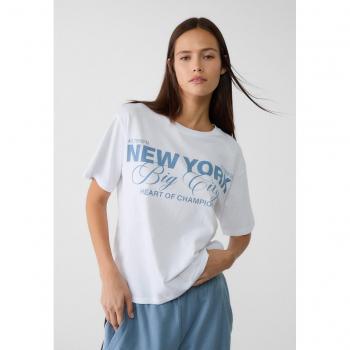 Stradivarius T-Shirt mit Grafikdruck Weiß XL