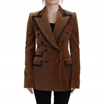 Dolce & Gabbana Brown Double Breasted Blazer Cotton Jacket